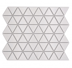 Piastrella di mosaico ceramico dipinta a mano triangolo diamante tinta unita bianco opaco MOS13-t41_m