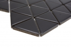 Piastrella di mosaico ceramico dipinta a mano triangolo diamante tinta unita nero opaco MOS13-t49_m