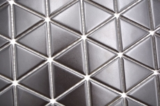 Piastrella di mosaico ceramico dipinta a mano triangolo diamante tinta unita nero opaco MOS13-t49_m