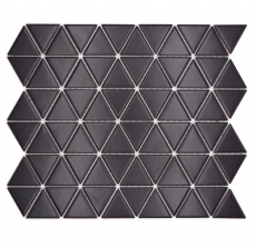 Piastrella di mosaico ceramico dipinta a mano triangolo diamante tinta unita nero opaco MOS13-t49_m