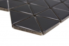 Piastrella di mosaico in ceramica dipinta a mano triangolo diamante tinta unita nero lucido MOS13-t59_m