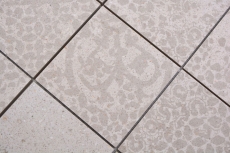 Mosaico ceramico dipinto a mano in gres porcellanato grigio chiaro fantasia beige MOS23-B5_m