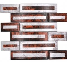 Mosaico di vetro dipinto a mano tessere di mosaico 2D-look marrone grigio argento sfumato MOS88-W1_m