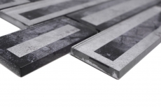 Mosaico di vetro dipinto a mano tessere di mosaico 2D look nero grigio argento sfumato MOS88-W5_m