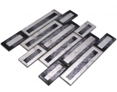 Mosaico di vetro dipinto a mano tessere di mosaico 2D look nero grigio argento sfumato MOS88-W5_m
