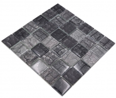 Mosaico in vetro dipinto a mano effetto pietra grigio bosco grigio scuro MOS88-88P_m