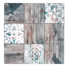 Mosaico in vetro dipinto a mano Piastrella Vintage Patchwork grigio marrone pastello verde effetto legno MOS160-W950_m