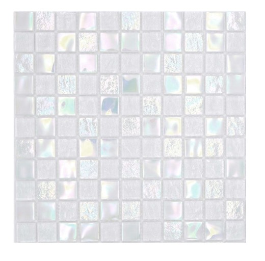Mosaico in vetro dipinto a mano piccola infradito iridescente bianco multicolore MOS65-S10_m