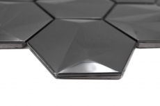 Piastrelle di mosaico esagonali in acciaio inox dipinte a mano 3D acciaio tungsteno lucido/opaco MOS128-PL_m