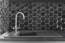 Piastrelle di mosaico esagonali in acciaio inox dipinte a mano 3D acciaio tungsteno lucido/opaco MOS128-PL_m