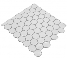 Campione a mano pellicola autoadesiva per mosaico in vinile aspetto esagono bianco MOS200-H01_m