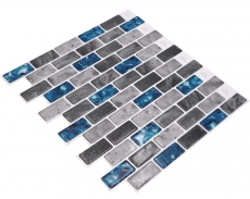Campione a mano pellicola autoadesiva per mosaico in vinile rettangolo composito grigio blu iridescente MOS200-MS8_m