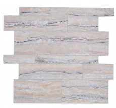 Campione manuale di mosaico autoadesivo in vinile effetto pietra bianco grigio oro rettangolare MOS200-SP06_m