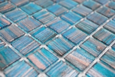 Mosaico di vetro dipinto a mano tessere di mosaico blu turchese perla genziana rame iridescente MOS230-G62_m