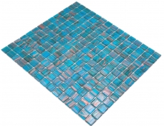 Mosaico di vetro dipinto a mano tessere di mosaico blu turchese perla genziana rame iridescente MOS230-G62_m