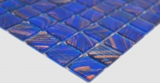 Mosaico di vetro dipinto a mano tessere di mosaico blu segnale blu rame iridescente MOS230-G17_m