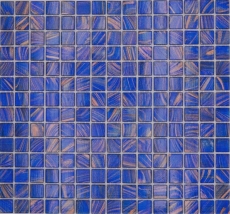 Mosaico di vetro dipinto a mano tessere di mosaico blu segnale blu rame iridescente MOS230-G17_m