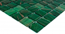 Mosaico in vetro dipinto a mano tessere di mosaico verde opale rame iridescente MOS230-G28_m