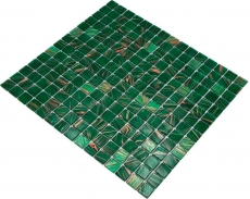 Mosaico in vetro dipinto a mano tessere di mosaico verde opale rame iridescente MOS230-G28_m