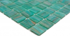 Mosaico di vetro dipinto a mano tessere di mosaico verde turchese rame iridescente MOS230-G65_m