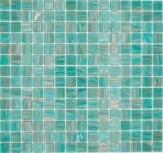 Mosaico di vetro dipinto a mano tessere di mosaico verde turchese rame iridescente MOS230-G65_m