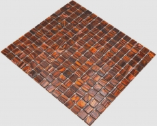 Mosaico in vetro dipinto a mano Mosaico in vetro marrone scuro Oro Rame iridescente MOS230-G36_m