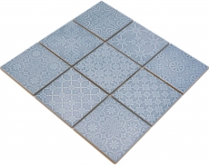 Jasba Clara mosaico in ceramica gres nordico blu lucido look retrò cucina bagno doccia MOSJBC135 1 tappetino