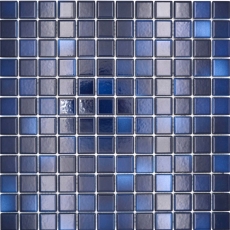 Piastrelle di mosaico in ceramica Jasba deep blue mix glossy n.d. Rivestimento della cucina rivestimento del bagno rivestimento della doccia / 10 tappetini a mosaico