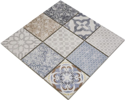 Motivo a mano Jasba Motivo a mosaico in ceramica gres multicolore opaco look retrò cucina bagno doccia MOSJBPV20_m