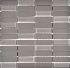 Piastrella di mosaico in ceramica tondini grigio vetro non smaltato MOS24-0204_f