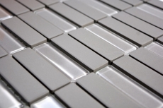 Piastrella di mosaico in ceramica tondini grigio vetro non smaltato MOS24-0204_f