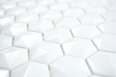 Mosaico di vetro esagonale esagonale mosaico bianco 3D mosaico piastrelle parete backsplash cucina bagno MOS11-AR01