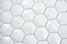 Mosaico di vetro esagonale esagonale mosaico bianco 3D mosaico piastrelle parete backsplash cucina bagno MOS11-AR01