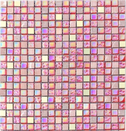 Piastrella di mosaico Traslucido rosso rosa oro Mosaico di vetro Pietra di cristallo EP rosso rosa oro MOS92-1208