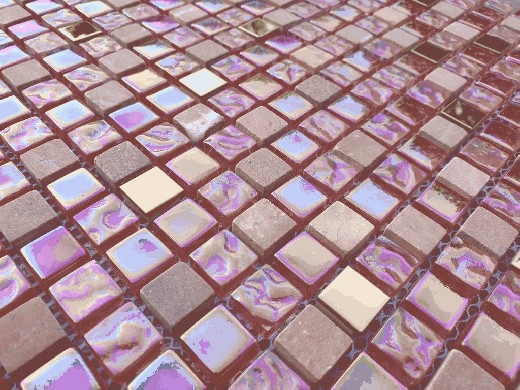 Mosaico dipinto a mano Piastrella traslucida rosso rosa oro Mosaico di vetro Pietra di cristallo EP rosso rosa oro MOS92-1208_m