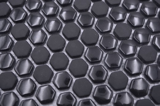 Campione a mano Smalto esagonale mix nero lucido/opaco piastrelle parete backsplash cucina doccia bagno MOS140-0301_m