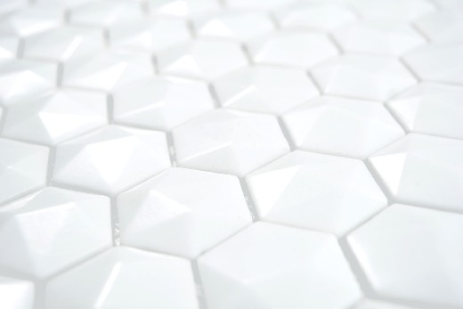 Campione a mano Esagono ECO tinta unita bianco 3D piastrelle parete backsplash cucina doccia bagno MOS11-AR01_m