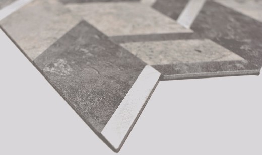 Campione a mano arrow vinile effetto pietra Cemento grigio scuro/argento piastrella per parete backsplash MOS200-4CDG_m