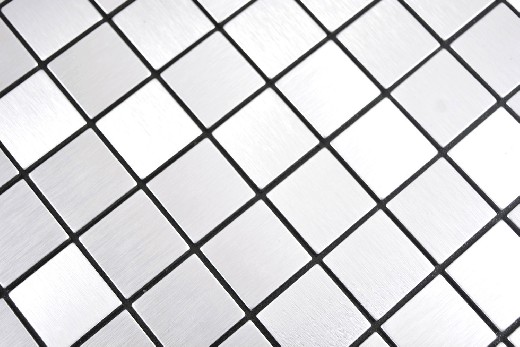 Specchio quadrato a mano in alluminio Argento Seta Spazzolato per piastrelle da parete MOS200-L7S_m