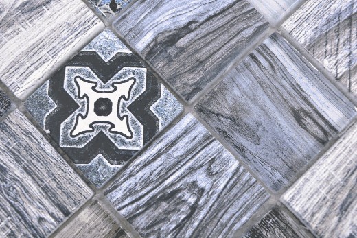 Disegno a mano quadrato Crystal mix blue wall tile backsplash Mos160-w400_m
