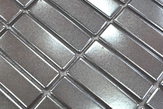 Mosaico dipinto a mano in ceramica aste argento MOS24-0217_m