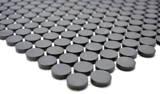 Piastrella di mosaico dipinta a mano in ceramica bottone nero non smaltato MOS10-0304-R10_m