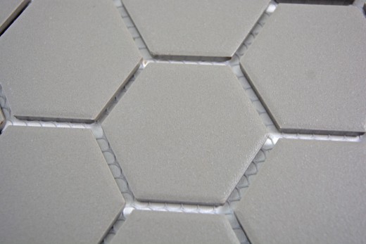 Mosaico dipinto a mano in ceramica esagono grigio non smaltato MOS11B-0202-R10_m