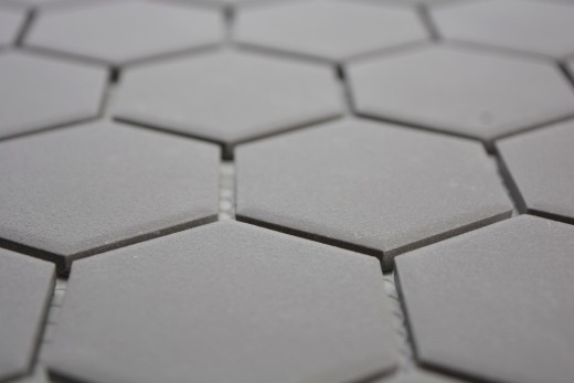 Piastrella di mosaico dipinta a mano in ceramica esagono grigio scuro non smaltato MOS11B-0213-R10_m