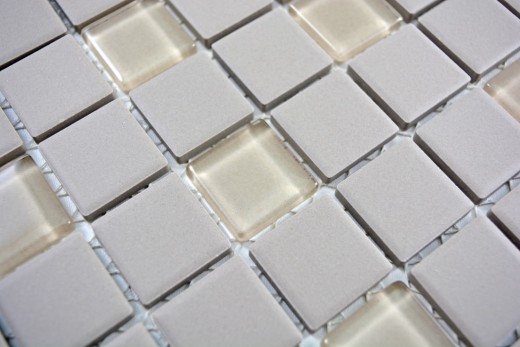 Piastrella di mosaico dipinta a mano in ceramica grigio chiaro, vetro non smaltato MOS18-0212-R10_m