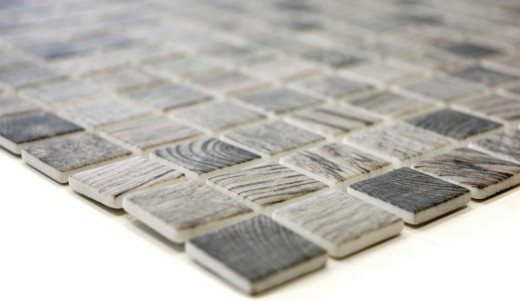 Piastrella di mosaico campione a mano ECO Recycling GLAS ECO texture legno grigio beige MOS63-324_m