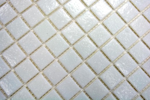 Campione a mano di mosaico in vetro bianco MOS50-0101_m