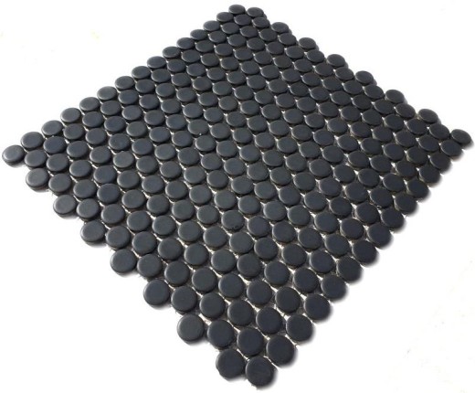 Piastrella di mosaico in ceramica a bottone nero opaco MOS10-0311