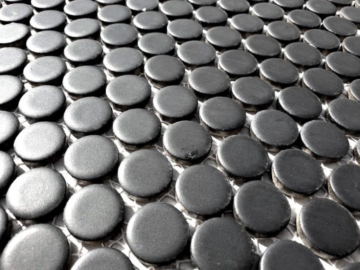 Piastrella di mosaico in ceramica a bottone nero opaco MOS10-0311