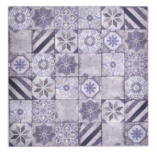 Tappeto a mosaico autoadesivo in alluminio effetto retrò multicolore viola grigio Africa - MOS200-U05